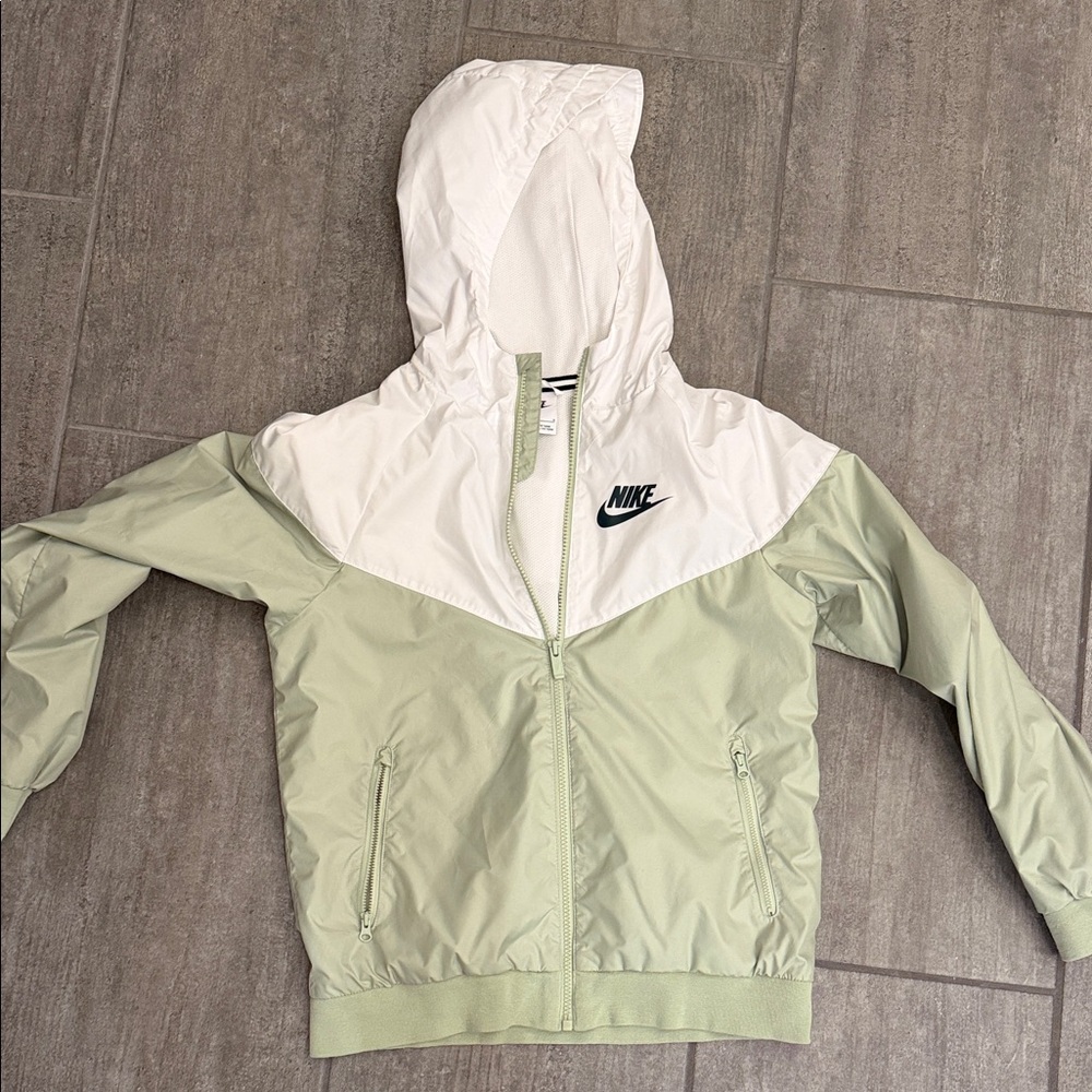 Nike Kids Hooded Jacket - White and Light Green